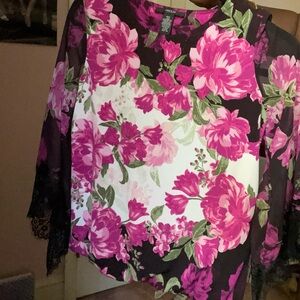 Purple and pink floral top #floral